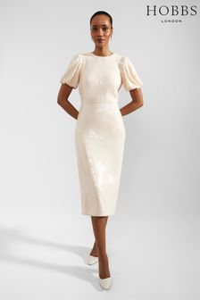 Hobbs Cream Tamzin Sequin Dress (B78689) | AED1,104