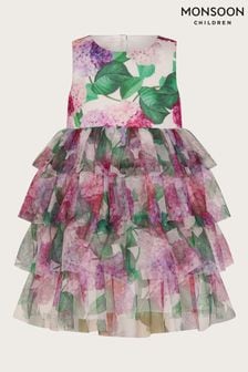 Monsoon Multi Baby Hydrangea Ruffle Dress (B78829) | €56 - €62
