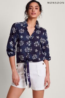 Monsoon Blue Loretta Batik Print Shirt (B78908) | KRW104,600