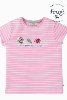 Camiseta de manga corta rosa a rayas con apliques de Frugi (B78948) | 31 € - 34 €