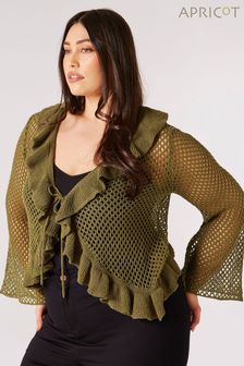 Apricot Green Ruffle Hem Open Knit Cardigan (B79022) | €44