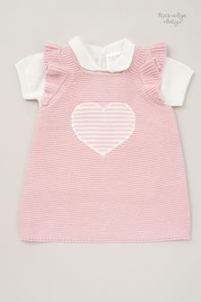 Rock-A-Bye Baby Boutique Pink Cotton Jersey T-Shirt and Knit Dress Set