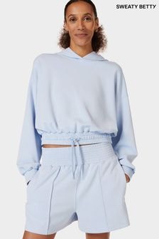 Sweaty Betty Breeze Blue Sand Wash CloudWeight Crop Hoodie (B79178) | $163