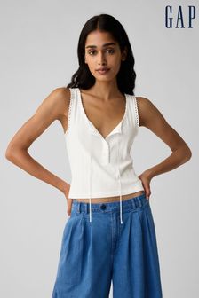 Gap White DÔEN Pointelle Sleeveless Vest (B79187) | LEI 149