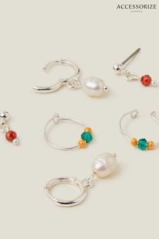 Accessorize Sterling Silver Plated Beaded Earrings 3 Pack (B79206) | $35