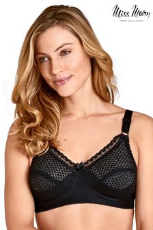 Miss Mary of Sweden Black Cotton Dots Non Wired Bra (B79291) | $81