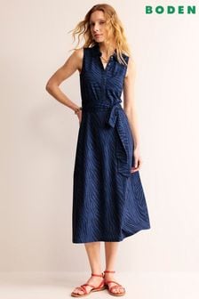 Boden Blue Laura Sleeveless Shirt Dress (B79292) | OMR44