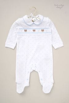 أبيض - Rock-a-bye Baby Boutique Blue Mock Waistcoat All-in-one Sleepsuit (B79415) | 100 د.إ