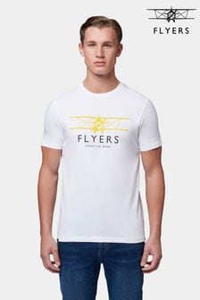 Weiß - Flyers Herren-T-Shirt mit Flugzeug-Motiv, klassischer Schnitt (B79447) | 31 €