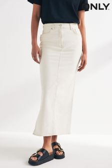 ONLY White Side Split Denim Maxi Skirt (B79484) | €57