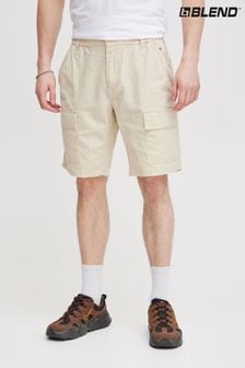 Blend Cream Linen Cargo Shorts (B79492) | AED194