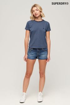 Superdry Blue Essential Logo Striped Fitted T-Shirt (B79496) | €29