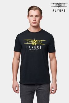Schwarz - Flyers Herren-T-Shirt mit Flugzeug-Motiv, klassischer Schnitt (B79572) | 31 €