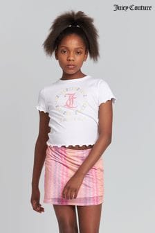 Juicy Couture Girls Lettuce Hem Cropped White T-Shirt (B79658) | €36 - €43