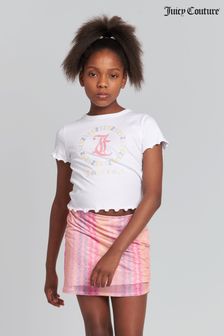 Juicy Couture Girls Lettuce Hem Cropped White T-Shirt