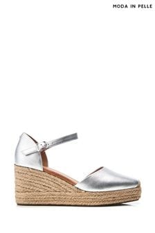 Silber - Moda In Pelle Gialla Square Toe Espadrille Wedges (B79674) | 123 €