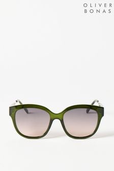 Oliver Bonas Green Metal Arm Cat Eye Sunglasses (B79834) | €34