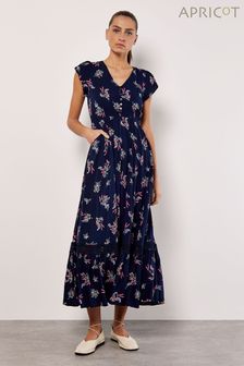 Apricot Blue Botanical Lace Insert Maxi Dress (B80000) | €58
