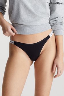 Czarny - Calvin Klein Slogan String Thongs (B80095) | 90 zł