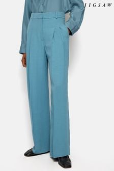 כחול  - Jigsaw Cream Kemp Italian Linen Trousers (B80142) | ‏1,157 ‏₪
