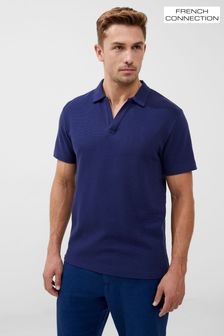 French Connection Blue Short Sleeve Ottoman Polo Shirt (B80196) | €43