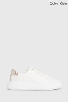 Calvin Klein White Cupsole Lace-Up Leather Sneakers (B80304) | Kč5,155