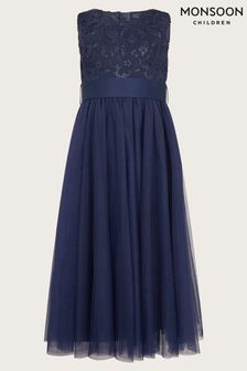 Monsoon Blue Cindy Rosette Dress (B80392) | AED412 - AED483