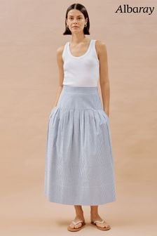 Albaray Blue Ticking Stripe Drop Waist Skirt (B80432) | LEI 472