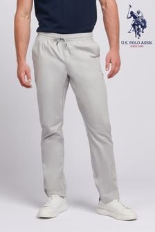 U.S. Polo Assn. Grey Mens Linen Blend Drawstring Trousers (B80438) | $120