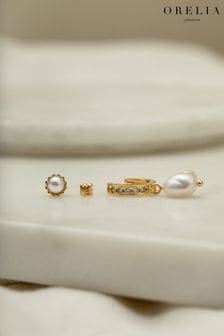 Orelia London 18k Gold Plating Pearl Stud Earrings (B80444) | ₪ 91