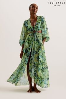Ted Baker Green Ottleyy Maxi Cover-Up With Eyelet Detail (B80493) | $239