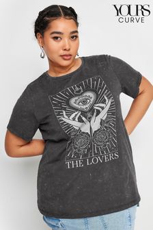 Yours Curve Charcoal Grey 'The Lovers' Slogan T-Shirt (B80603) | kr247