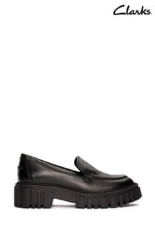 Clarks Black Leather Page Loafer Shoes (B80607) | €126