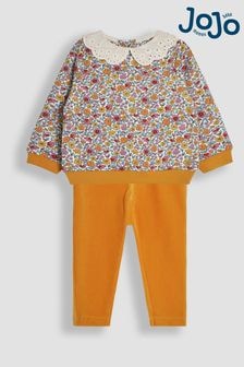 JoJo Maman Bébé Rust Autumn Floral Sweatshirt & Cord Jeggings Set (B80614) | $51