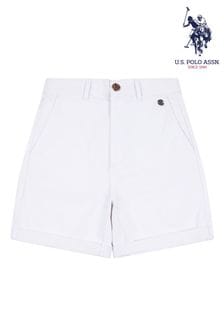 أبيض - U.s. Polo Assn. Womens Classic Chino Shorts (B80693) | 255 ر.س