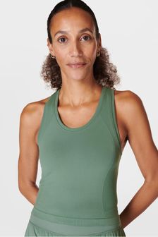 Sweaty Betty Cool Forest Green Athlete Crop Seamless Workout Vest (B80738) | $56