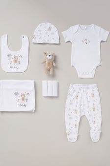 Rock-A-Bye Baby Boutique Cotton Print 10-Piece White Baby Gift Set (B80822) | €45
