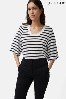 Jigsaw Linen Blythe Stripe T-Shirt (B80896) | ₪ 377