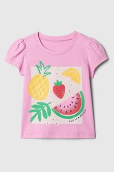 Gap Pink Summer Graphic Short Sleeve T-Shirt (Newborn-5yrs) (B80942) | kr150