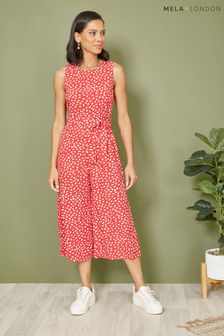 Mela Red Dash Print Culotte Jumpsuit (B80971) | $75
