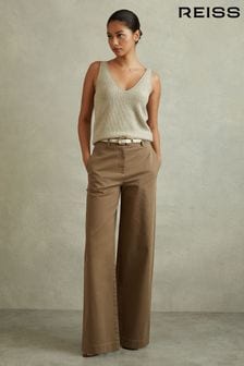 Reiss Eva Cotton Blend Wide Leg Trousers (B81043) | 113 ر.ع