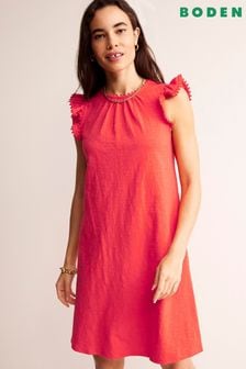 Boden Red Georgina Pom Ruffle Dress (B81328) | KRW106,700