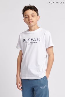 Alb - Jack Wills Boys Regular Fit Carnaby T-shirt (B81556) | 119 LEI - 143 LEI
