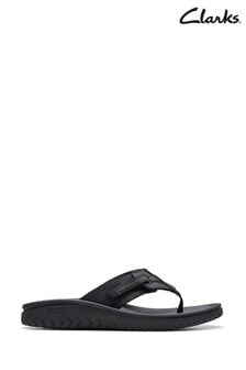 Clarks Black Leather Wesley Sun Sandals (B81588) | €60