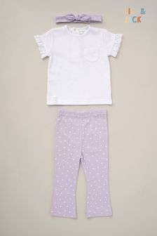 Lily & Jack Purple Top Flared Leggings And Headband Outfit Set 3 Piece