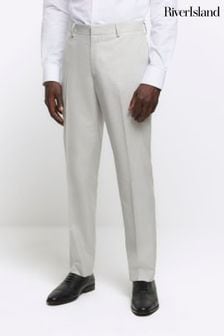 River Island Cream Ecru Dobbie Slim Fit Texture Suit Trousers (B81861) | 317 SAR