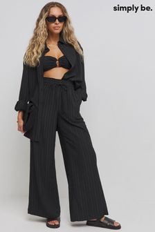 Simply Be Black Textured Wide Leg Trousers (B81862) | €43