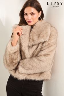 Women s Lipsy Plain Faux Fur Coatsandjackets Next Oman