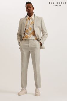 Ted Baker Natural Slim Damaskt Cotton Linen Trousers (B82104) | KRW213,500