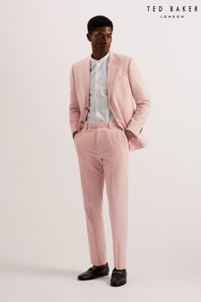 Ted Baker Pink Damaskt Slim Cotton Linen Trousers